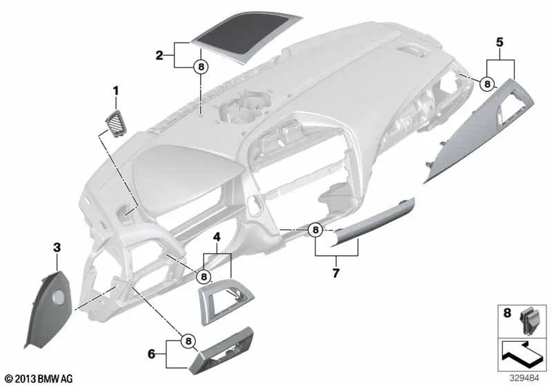 Blende I-Tafel Alu Lángsschliff for BMW F20, F21, F22, F23 (OEM 51459205372). Genuine BMW.