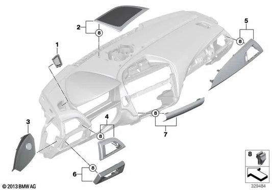Blende I-Tafel Alu Lángsschliff for BMW F20, F21, F22, F23 (OEM 51459205372). Genuine BMW.