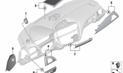 Embellecedor salpicadero carbono pasajero OEM 51458065422 para BMW F87. Pieza original BMW.