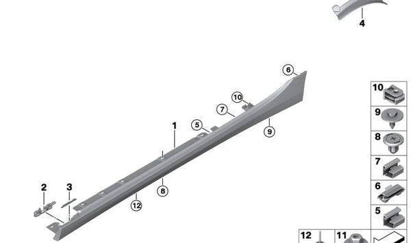 Clip de sujeción OEM 51777461385 para BMW Serie 1 F40, Serie 2 Gran Coupé F44. Original BMW.