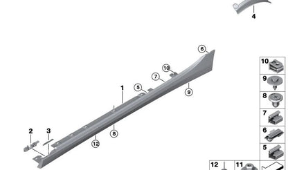 Cubierta embellecedor lateral derecha imprimada OEM 51779464568 para BMW F40, F44. Original BMW.