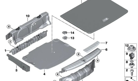 Cubierta travesaño maletero OEM 51477944936 para BMW X2 F39 (sDrive16d, sDrive18d, X2 20d, M35i). Original BMW.