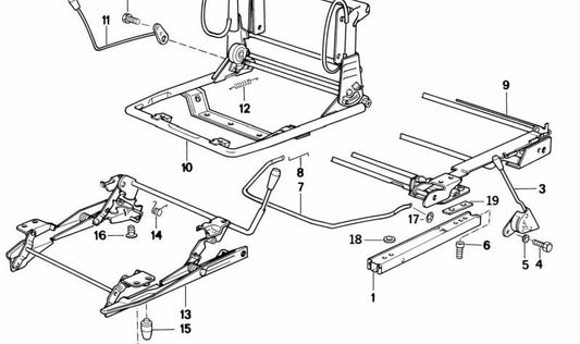 Palanca asiento OEM 52102292159 para BMW Z1. Repuesto original BMW.