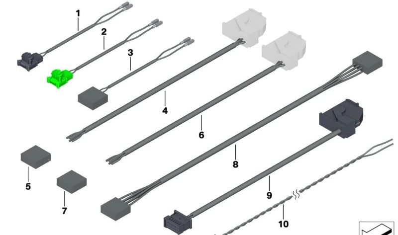 Cable de reparación sistema airbag OEM 61118733881 para BMW X5 {F95, F95N, G05, G05N}, X6 {F96, F96N, G06, G06N} y X7 {G07, G07N}. Longitud 5776mm. Original BMW.