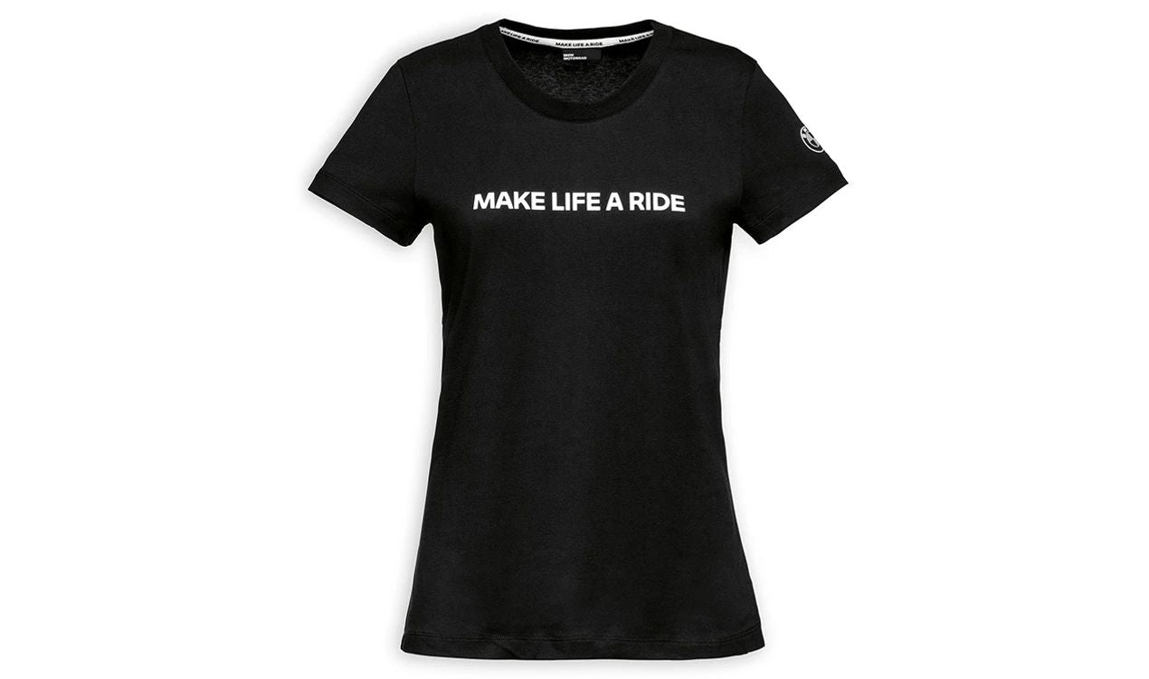 T -Shirt "Make Life a Ride" OEM 76615A81277 für BMW Motorrad. Geeignet für alle BMW Motorrad -Modelle. Originaler BMW Motorrad -Kleidung, ideal für Autofahrer und Fans der Marke.