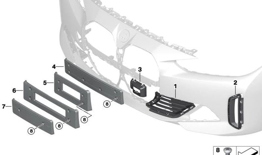 Suporte de placa dianteiro OEM 51139447660 para BMW G26 (Série 4 Gran Coupe). BMW originais.