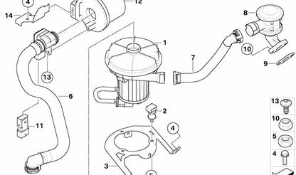 Tubería de presión sistema anticontaminación OEM 11727510955 para BMW X5 E53. Recambio original BMW.