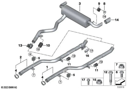 Hexagonale Schraube mit Waschmaschine für BMW Serie 1 F20, F21, F40, Serie 2 F22, F23, F44, Serie 3 F30, F31, F34, G20, Serie 4 F32, F33, F36, G22, Serie 5 G30, X1 F48, X2 F39, X3 G01, X4 G02, X5 E53, E70, Mini F54, F60 (OEM 07119905750). Original BMW.