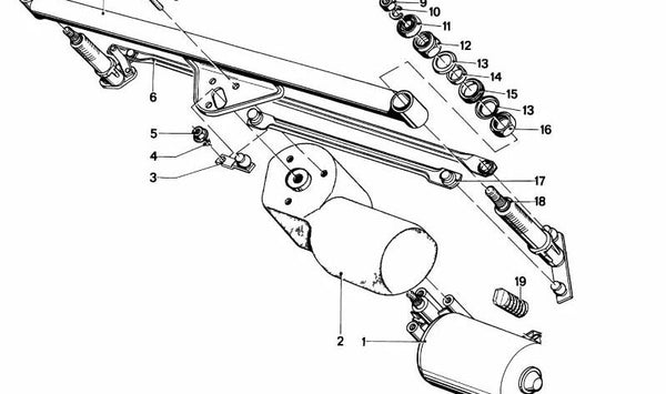 Cojinete derecho del brazo del limpiaparabrisas OEM 61611355151 para BMW E12. Original BMW.