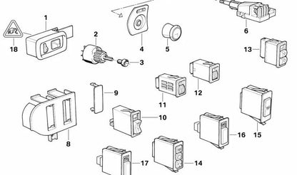 Interruptor antinieblas delantero y trasero OEM 61318353503 para BMW E36 {316g, 316i CG11, CG12, CG21, CG22, CS11, CS12, CS21, CS22, 318tds CJ51}. Original BMW.