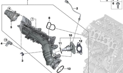 Módulo de admisión con válvula EGR y control de mariposa OEM 11618593972 para MINI F45, F46, F48, F39, F55, F56, F57, F54, F60 y BMW Serie 2 F45. Original MINI y BMW.