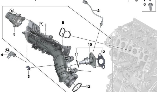 Colector de admisión con válvula AGR y control de mariposa OEM 11618596905 para MINI F39, F54, F55, F56, F57, F60 y BMW F40, F44, F45, F46, F48. Original MINI y BMW.