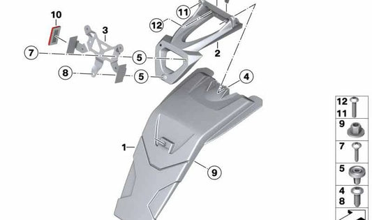 Salpicadero trasero OEM 46627721746 para motos BMW F800R (K73). Original BMW Motorrad.