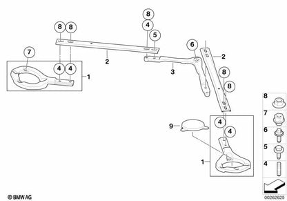 RE -Verstärkungsriegel -Unterstützung für BMW E90, E92, E93 (OEM 51618045860). Original BMW