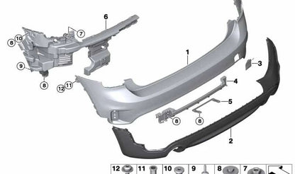 Black Band trasera inferior OEM 51127391201 para MINI Countryman F60 Cooper S, JCW con PDC. Original MINI.