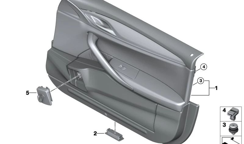 Cerradura con tirador OEM 51417434646 para BMW F46 y F48. Compatible con modelos Serie 2 Active Tourer y X1. Repuesto original BMW. Ideal para compartimento lateral/tapizado de puerta.