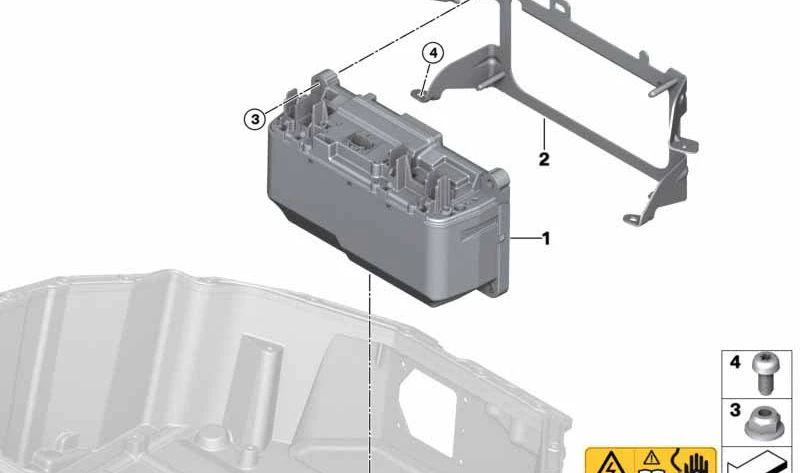 Soporte caja de batería OEM 61278630191 para BMW G20 (320e, 330e). Compatible con modelos híbridos enchufables desde 2020 hasta 2024. Pieza original BMW.