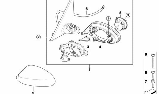 Chauffage du recul extérieur gauche avec mémoire OEM 51167282649 pour BMW 3 {E92, E92N, E93, E93N}. Finition de la ligne d'ombre. BMW d'origine.