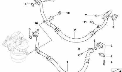 Brida de conexión OEM 11427835412 para BMW E60, E61, E63, E64. Original BMW