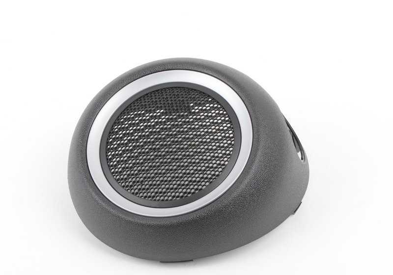 Tapa rejilla altavoz izquierda color plata OEM 51412753691 para MINI R55, R56, R57, R58, R59. Original MINI.