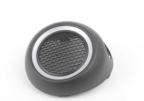 Tapa rejilla altavoz izquierda color plata OEM 51412753691 para MINI R55, R56, R57, R58, R59. Original MINI.
