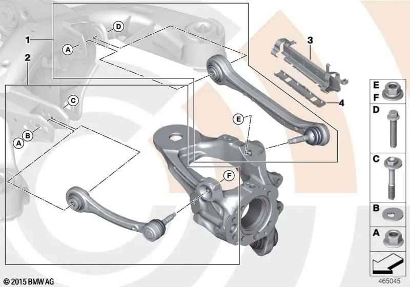 Kit de reparo de braço oscilantes à esquerda para BMW X5 E70, F15 e X6 E71, F16 (OEM 33322413627). BMW original
