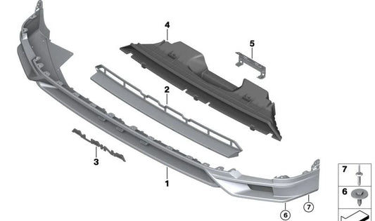 Spoiler delantero imprimado OEM 51117998609 para BMW X7 G07. Compatible solo con este modelo. Pieza original BMW.