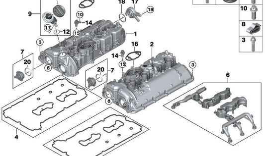 Bullet cover (1-4 cylinders) OEM 11128053530 for BMW F90, F90N, F91, F92, F93. Original BMW.