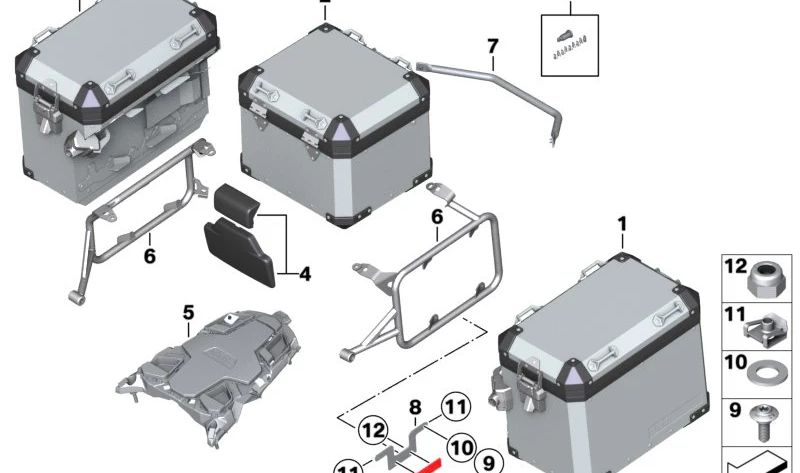 Suporte de refletor retrorrefletor OEM 36148406798 para BMW Motorrad R1200GS, R1250GS, R1200GS Adventure, R1250GS Adventure. Originais BMW Motorrad.