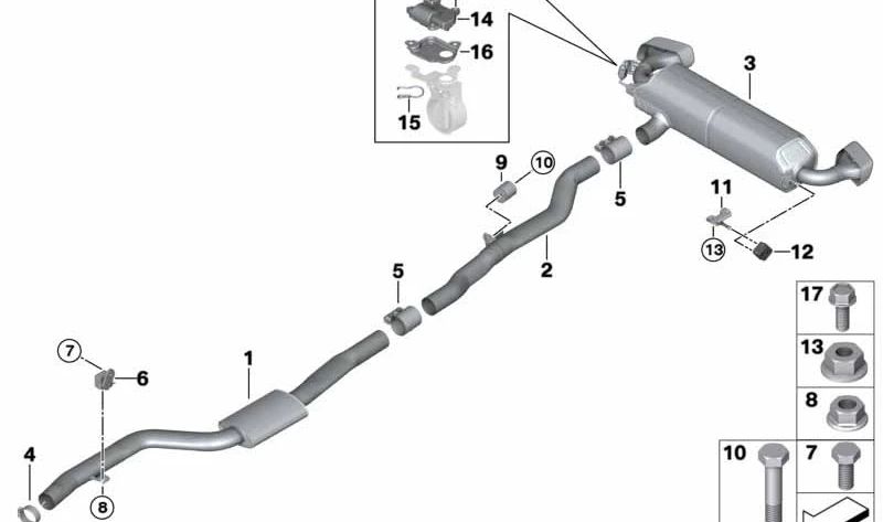 Tubo intermedio intermedio 18308652305 per BMW G30, G31, G38. BMW originale.