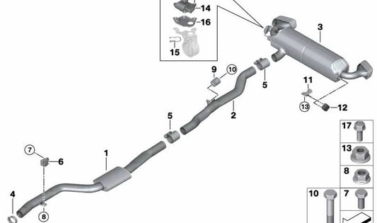 Tubo intermedio intermedio 18308652305 per BMW G30, G31, G38. BMW originale.