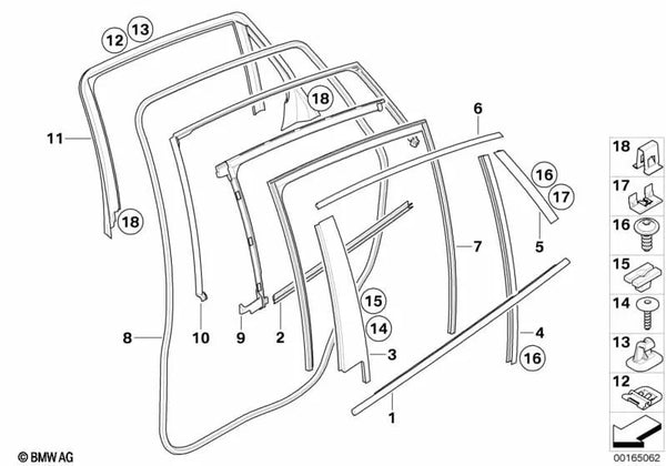 Cubierta exterior de la puerta trasera izquierda para BMW E71, E72 (OEM 51357187217). Original BMW.