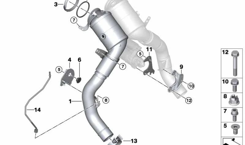 OEM -Motorkatalysatorunterstützung 18328671520 für BMW G30, G31, G11, G12, G14, G15, G16, G05, G06, G07. Original BMW.