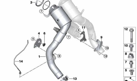 OEM -Motorkatalysatorunterstützung 18328671520 für BMW G30, G31, G11, G12, G14, G15, G16, G05, G06, G07. Original BMW.