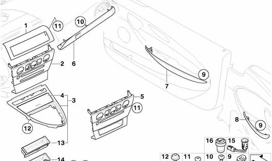INTERIOR EMBELLECER Right front door OEM 51417116050 for BMW E63, E64. Rward -colored finish. Original BMW.