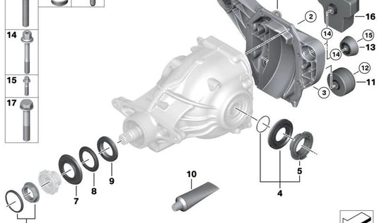 Tapa de diferencial trasero OEM 33117953408 para BMW G20, G20N, G21, G21N, G28, G28N, G22, G22N, G23, G23N, G26, G26N, G29. Original BMW.