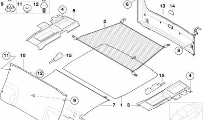 Bandeja de almacenamiento derecho maletero OEM 51472498586 para BMW E39. Original BMW.