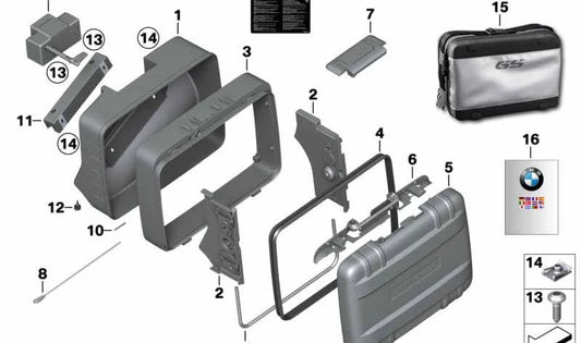 Fondo de maleta izquierda OEM 71607704371 para motos BMW F700GS, F800GS, F650GS. Original BMW Motorrad.