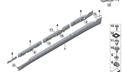 Faldón lateral derecho imprimado OEM 51777475604 para BMW G30, G31. Original BMW