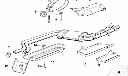 Silencioso intermedio OEM 18121175324 para BMW E23. Compatible con todos los modelos de esta serie. Pieza original BMW.