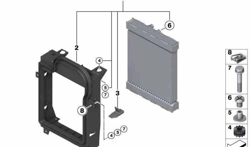 OEM -Kältemittel Kühler 17117586544 für BMW X5 E70, E70N und X6 E71, E72. Originales BMW -Stück für das Motorkühlsystem.