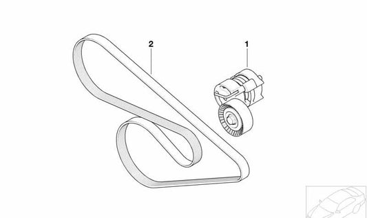 Tensor mecánico de la correa OEM 11287558969 para BMW E81, E87, E88, E90, E91, E92, E93, E60, E61. Original BMW.