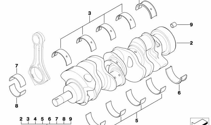 Eixo de manivela sem rolamento OEM 11217841460 para BMW E90, E92, E93. BMW original.