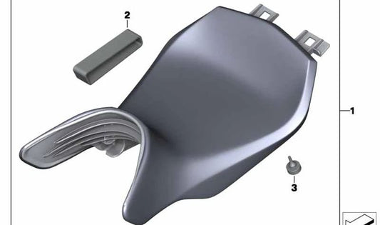 Asiento del conductor negro bajo OEM 52535A677D3 para motos BMW R 1250 R, R 1250 RS. Original BMW Motorrad.