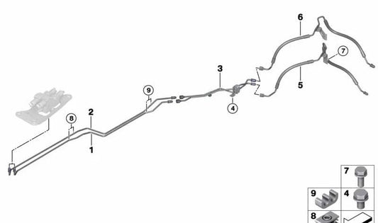 Druckschlauch pneumatischer Suspension OEM 37136772446 für BMW X5 (E70, F15, F85) und BMW X6 (E71, F16, F86). Original BMW
