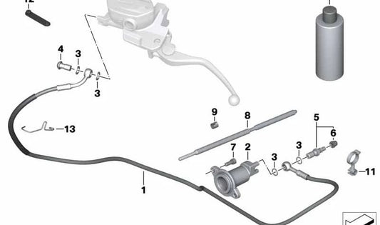 Cilindro do receptor da embreagem OEM 21527724542 Para BMW Motorrad R 1200 Gs/Adventure, R Ninenet (Pure, Racer, Scrambler, Urban G/S), HP2 Enduro/Megamoto, R 1150, R 850. BMW Motorrad.