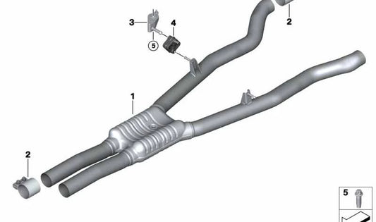 Silencioso intermedio OEM 18308744195 para BMW Serie 7 G12 750Li xDrive (modelos G12 7U21 y 7U22, motor N63B, automático, tracción total, 2019-2022). Original BMW.