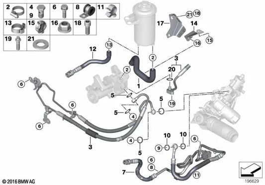 Linea di ritorno per BMW X5 E70N, X6 E71 (OEM 32416785277). BMW originale