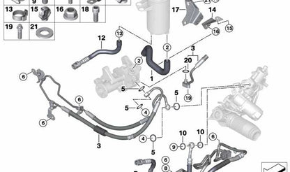 Tubo flexible dirección asistida OEM 32416782290 para BMW E70 (X5). Pieza original BMW.
