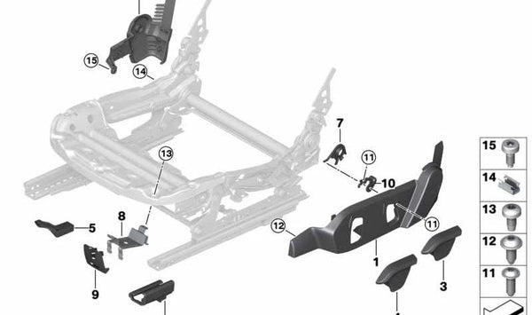 Palanca derecha asiento OEM 52107362118 para BMW i3 I01, I01N, i8 I12, I12N. Original BMW.
